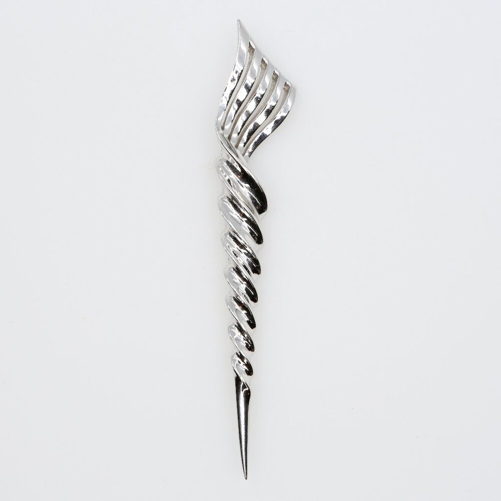 Vintage Boucher Modernist Flame Twist Brooch Rhodium Plated‎ 1940s
